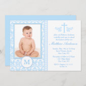 Jungen-blaue Taufe-Einladungen Einladung (Vorne/Hinten)