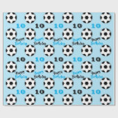 Jungen blauer Fußball jeder Altersgruppe Geschenkpapier (Flach)