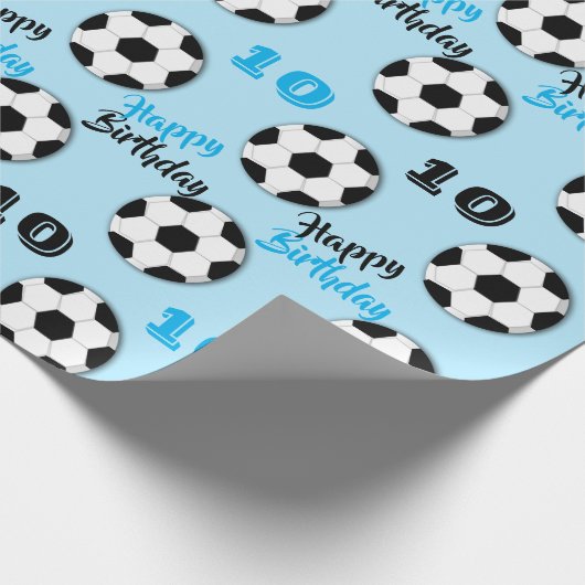 Jungen blauer Fußball jeder Altersgruppe Geschenkpapier (Ecke)