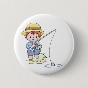 Jungen-blaues Fischen Button