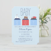 Jungen-Block-Babyparty-Einladung Einladung (Stehend Vorderseite)