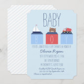 Jungen-Block-Babyparty-Einladung Einladung (Vorne/Hinten)