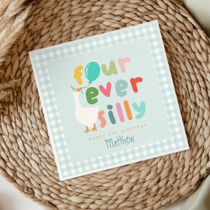 Jungen Blue Four Ever Silly Farm Gans 4. Geburtsta Serviette