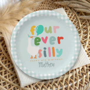 Jungen Blue Four Ever Silly Goose Farm 4. Geburtst Pappteller