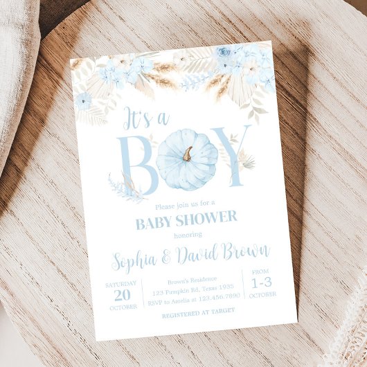 Jungen-Boho-Kürbis-Baby-Party Einladung