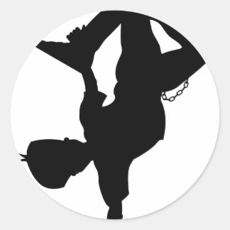 Jungen-Bruch-Tänzer-Silhouette-Aufkleber-Blatt Runder Aufkleber