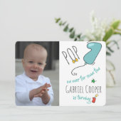 Jungen-bunte Hand gezeichneter erster Einladung (Stehend Vorderseite)