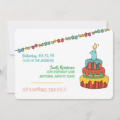 Jungen-bunte Hand gezeichneter erster Einladung (Rückseite)