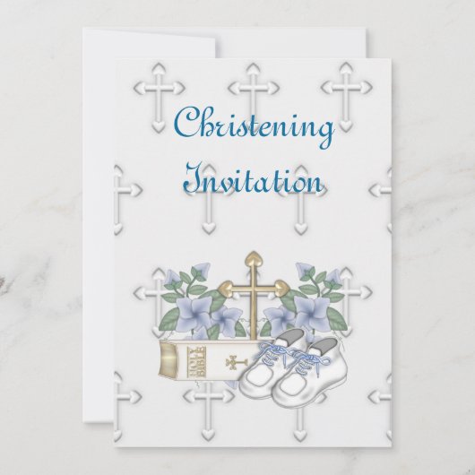 Jungen Christening Shoes Einladung (Rückseite)
