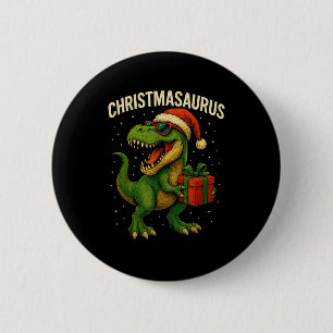 Jungen Christmasaurus Weihnachten Dinosaurier Dino Button