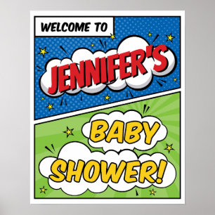 Jungen Comic-Helden-Baby-Party Willkommen Poster
