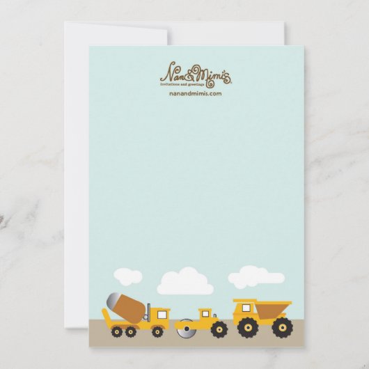 Jungen contruction tauscht Einladung (Rückseite)