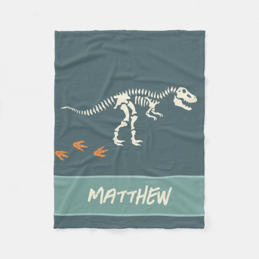 Jungen Cool Blue Dinosaur Fossil Kinder Fleecedecke (Vorderseite)