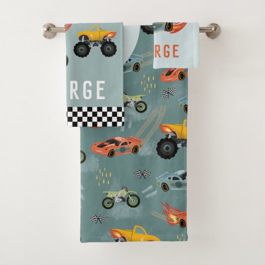 Jungen Cool Blue Racing Car Kids Badhandtuch Set (Insitu)