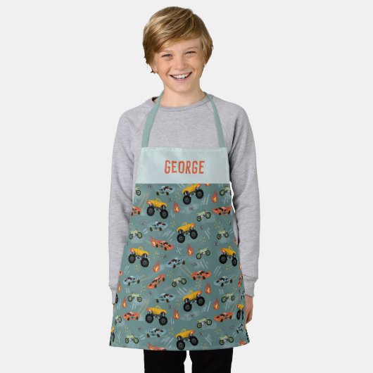 Jungen Cool Blue Racing Car Kids Schürze (Getragen)