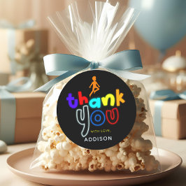 Jungen Cool Jump Neon Trampolin Geburtstags Gefall Runder Aufkleber