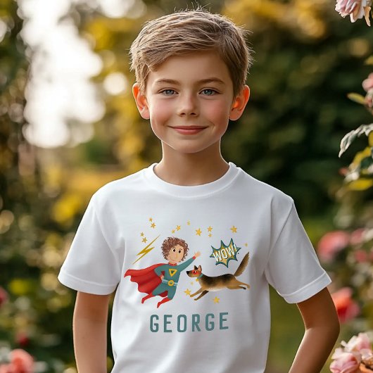 Jungen Cool Superhero und Super Dog Kinder T-Shirt