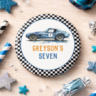 Jungen Coole Blaue Rennwagen Kinder Geburtstag Button