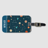 Jungen Coole Raumplaner Raketen & Name Kids Gepäckanhänger (Vorderseite (Horizontal))