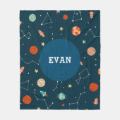 Jungen Coole Weltraumplaneten Raketen Personalisie Fleecedecke (Vorderseite)