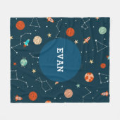 Jungen Coole Weltraumplaneten Raketen Personalisie Fleecedecke (Vorderseite (Horizontal))