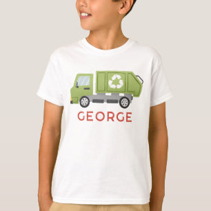 Jungen Cooler Grüner Müll Müllwagen Transport T-Shirt