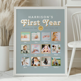 Jungen Cooler Typ im ersten Jahr Geburtstagsfoto C Poster