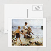 Jungen, die am Strand spielen Postkarte (Vorne/Hinten)