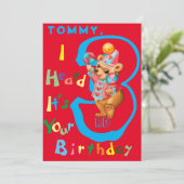 Jungen, die drei Jahre alt sind, Personalisierte G Dankeskarte (Stehend Vorderseite)