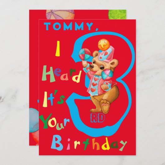 Jungen, die drei Jahre alt sind, Personalisierte G Dankeskarte (Vorne/Hinten)