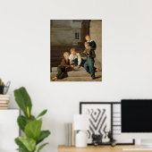 Jungen, die vor Christiansborg Würfel spielen Poster (Heimbüro)