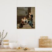 Jungen, die vor Christiansborg Würfel spielen Poster (Küche)