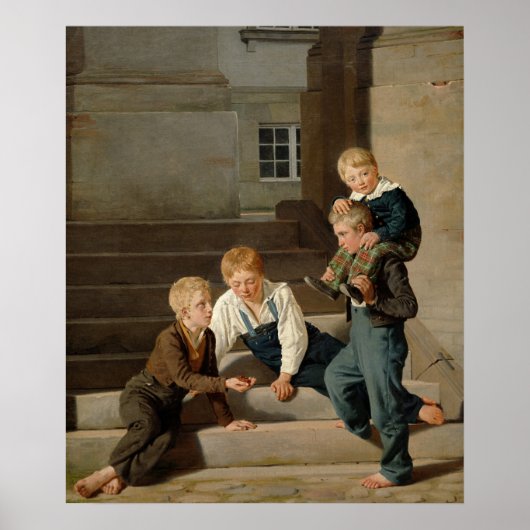 Jungen, die vor Christiansborg Würfel spielen Poster (Vorne)