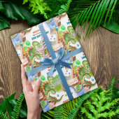 Jungen-Dinosaurier 3. Geburtstagsfeier Geschenkpapier