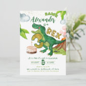 Jungen-Dinosaurier 3-rex Geburtstag  Einladung (Stehend Vorderseite)