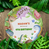 Jungen-Dinosaurier 4. Geburtstag  Pappteller