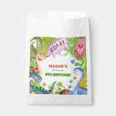 Jungen-Dinosaurier 4. Geburtstagseinladung Geschenktütchen (Vorderseite)