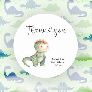 Jungen-Dinosaurier Danke Baby-Party  Runder Aufkleber