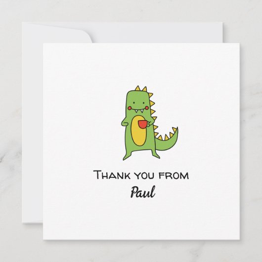 Jungen Dinosaurier danke Ihnen Aufkleber Gastgesch Einladung (Vorderseite)