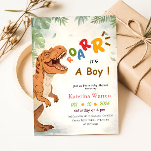 Jungen Dinosaurier Dino Babyparty Einladung