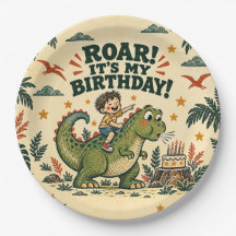 Jungen-Dinosaurier-Geburtstags-Vintage-Grün-Linols