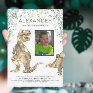 Jungen Dinosaurier Geburtstagsfeier mit Foto Einladung