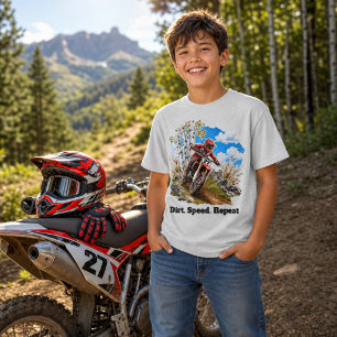 Jungen Dirt Bike Motocross Rennslogan T-Shirt