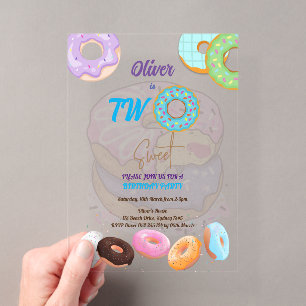 Jungen Donut 2. Geburtstag Acryleinladungen