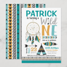 Jungen Dreamcatcher wilde 1. Geburtstags-Einladung