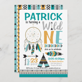 Jungen Dreamcatcher wilde 1. Geburtstags-Einladung Einladung