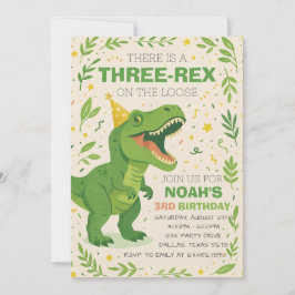 Jungen-Drei-Rex-Dinosaurier-Geburtstag Einladung
