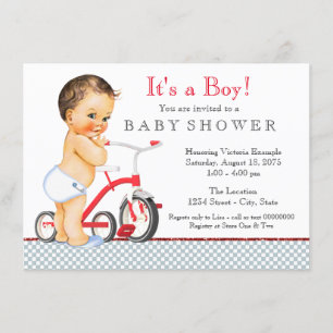 Jungen-Dreirad-Baby-Party Einladung