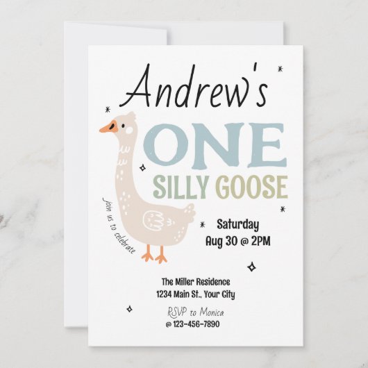 Jungen ein Albernes Gänse Sommerkinder erster Gebu Einladung (Vorderseite)