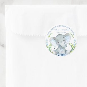 Jungen-Elefanten-Baby-Party-Andenken-Aufkleber Runder Aufkleber